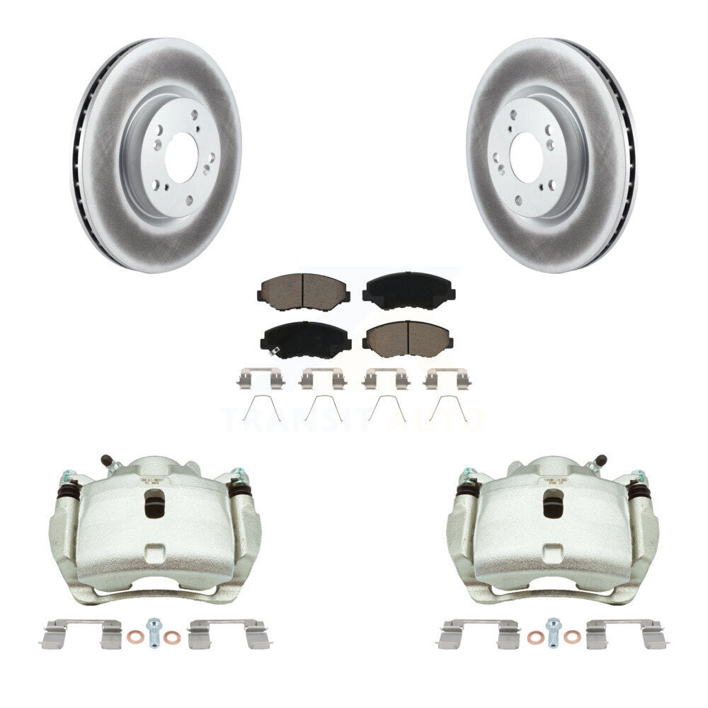 Front Disc Brake Caliper Coated Rotors And Ceramic Pads Kit For 2005-2006 Honda CR-V KCG-100685C