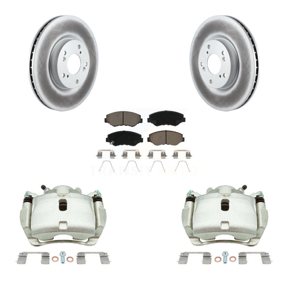 Front Disc Brake Caliper Coated Rotors And Ceramic Pads Kit For 2005-2006 Honda CR-V KCG-100685C