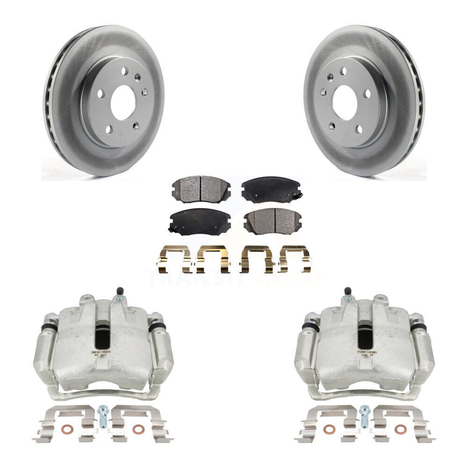 Front Disc Brake Caliper Coat Rotors And Semi-Metallic Pad Kit For 2011 Buick Regal 2.0L KCG-100685P