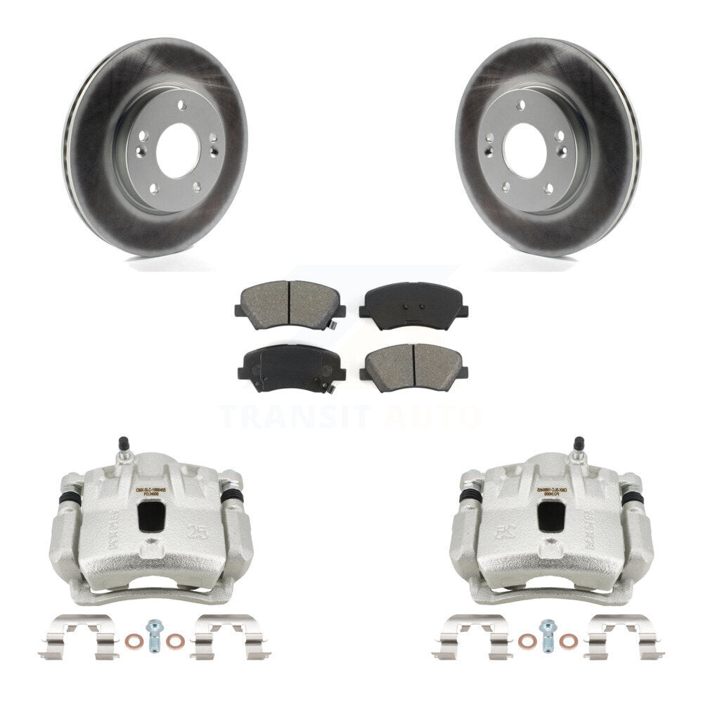 Front Brake Caliper Coat Rotors Semi-Metallic Pad Kit For 2011-2012 Hyundai Elantra 1.8L KCG-100685S