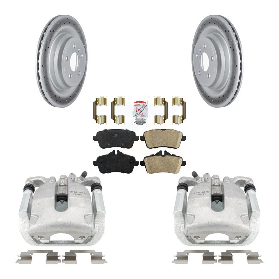 Rear Disc Brake Caliper Coated Rotors And Ceramic Pads Kit For 2014-2015 Mercedes-Benz ML350 With Sport Package KCG-100686N