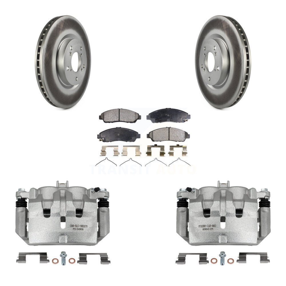 Front Disc Brake Caliper Coated Rotors And Semi-Metallic Pads Kit For Acura MDX ZDX KCG-100686P