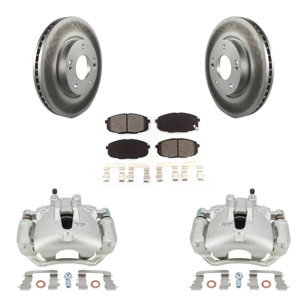 Front Disc Brake Caliper Coated Rotors And Semi-Metallic Pads Kit For Hyundai Elantra KCG-100686S