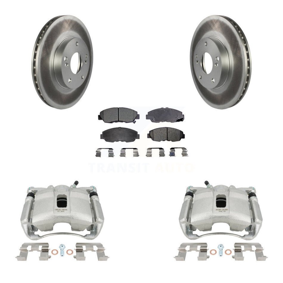 Front Disc Brake Caliper Coat Rotors & Ceramic Pad Kit For 2011 Honda Civic GX with 1.8L KCG-100686T