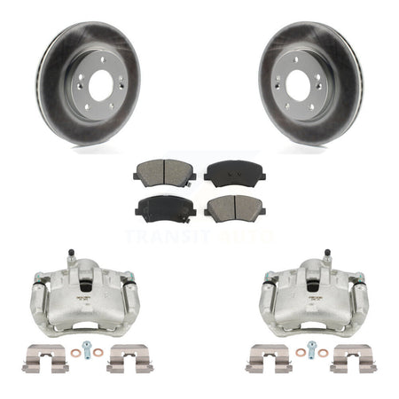 Front Disc Brake Caliper Coat Rotors And Semi-Metallic Pad Kit For 2012 Hyundai Veloster KCG-100687S