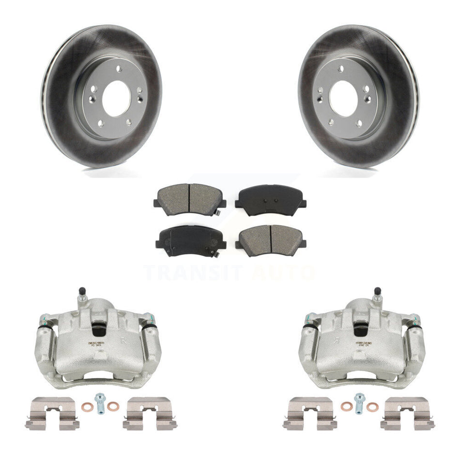 Front Disc Brake Caliper Coat Rotors And Semi-Metallic Pad Kit For 2012 Hyundai Veloster KCG-100687S