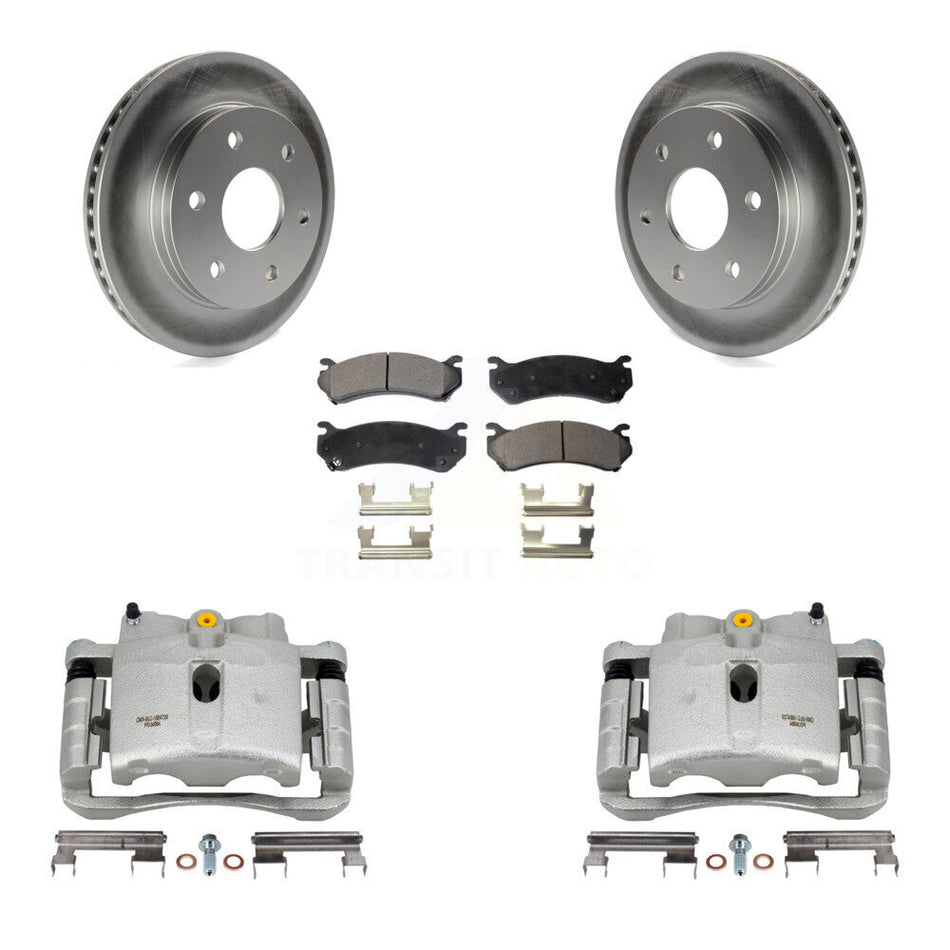 Front Brake Caliper Coat Rotor & Ceramic Pad Kit For Chevrolet GMC Silverado 1500 Sierra KCG-100687T
