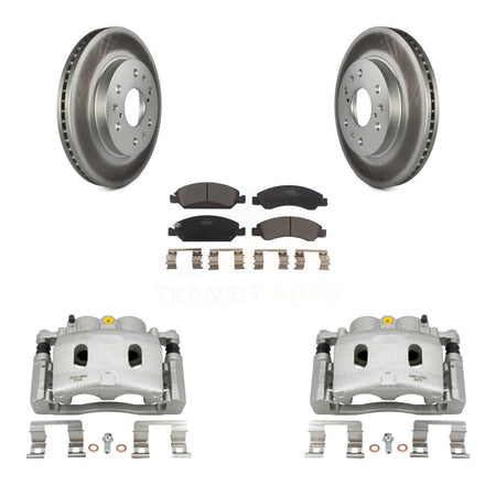 Front Brake Caliper Coat Rotor & Ceramic Pad Kit For Chevrolet GMC Silverado 1500 Sierra KCG-100688T