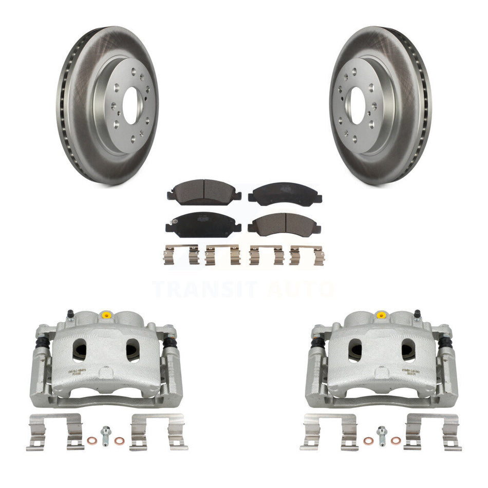 Front Brake Caliper Coat Rotor & Ceramic Pad Kit For Chevrolet GMC Silverado 1500 Sierra KCG-100688T