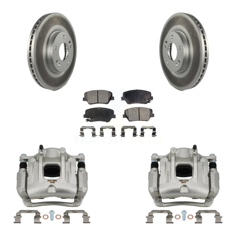 Front Brake Caliper Coat Rotors & Semi-Metallic Pad Kit For Hyundai Santa Fe Kia Sorento KCG-100689P