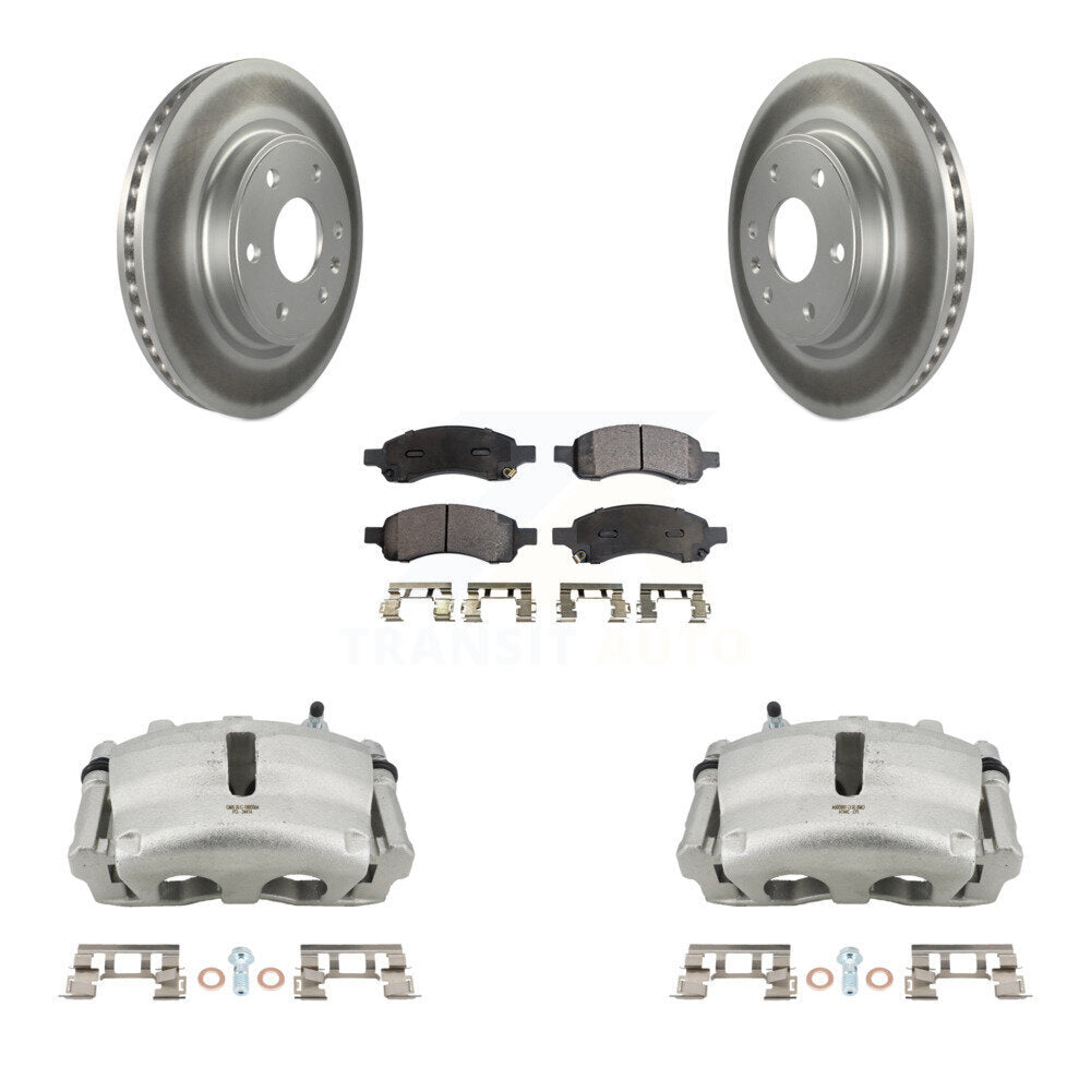 Front Brake Caliper Coat Rotor Semi-Metallic Pad Kit For GMC Acadia Buick Enclave Saturn KCG-100690P