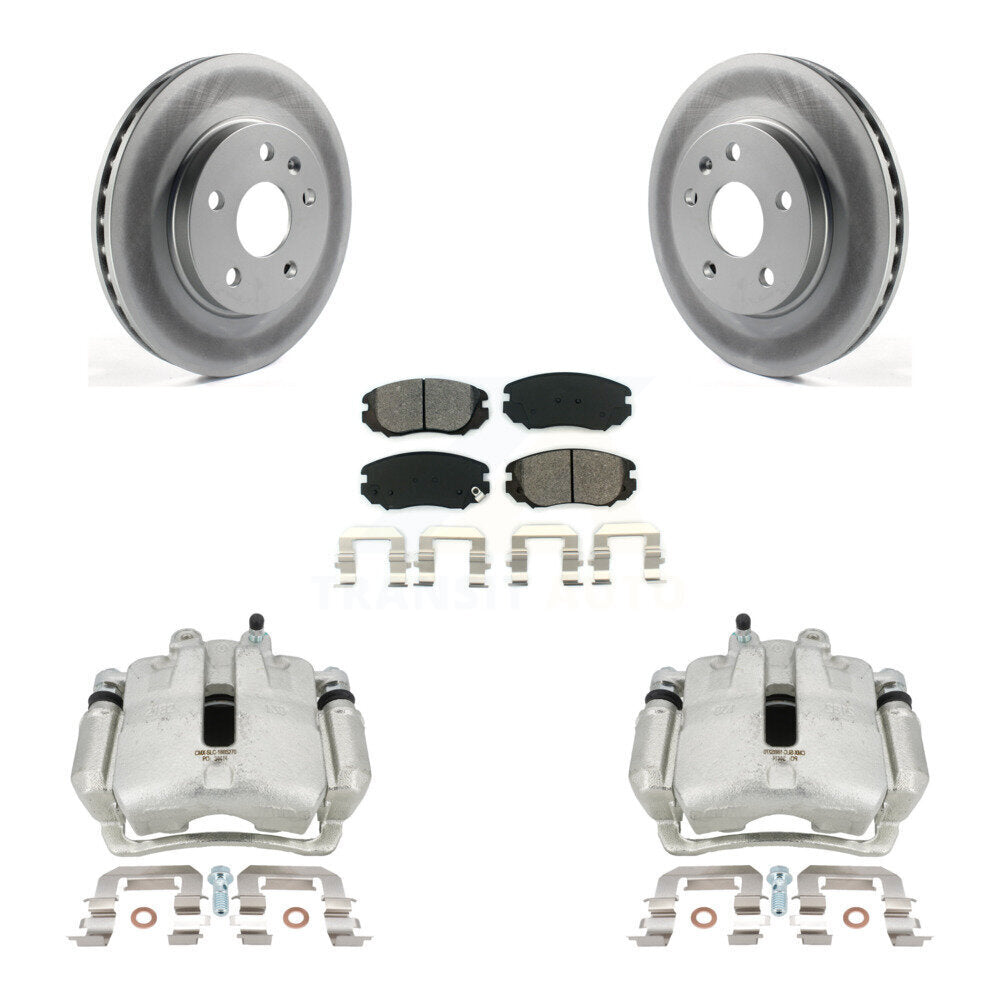 Front Disc Brake Caliper Coat Rotors And Semi-Metallic Pad Kit For 2011 Buick Regal 2.0L KCG-100690S