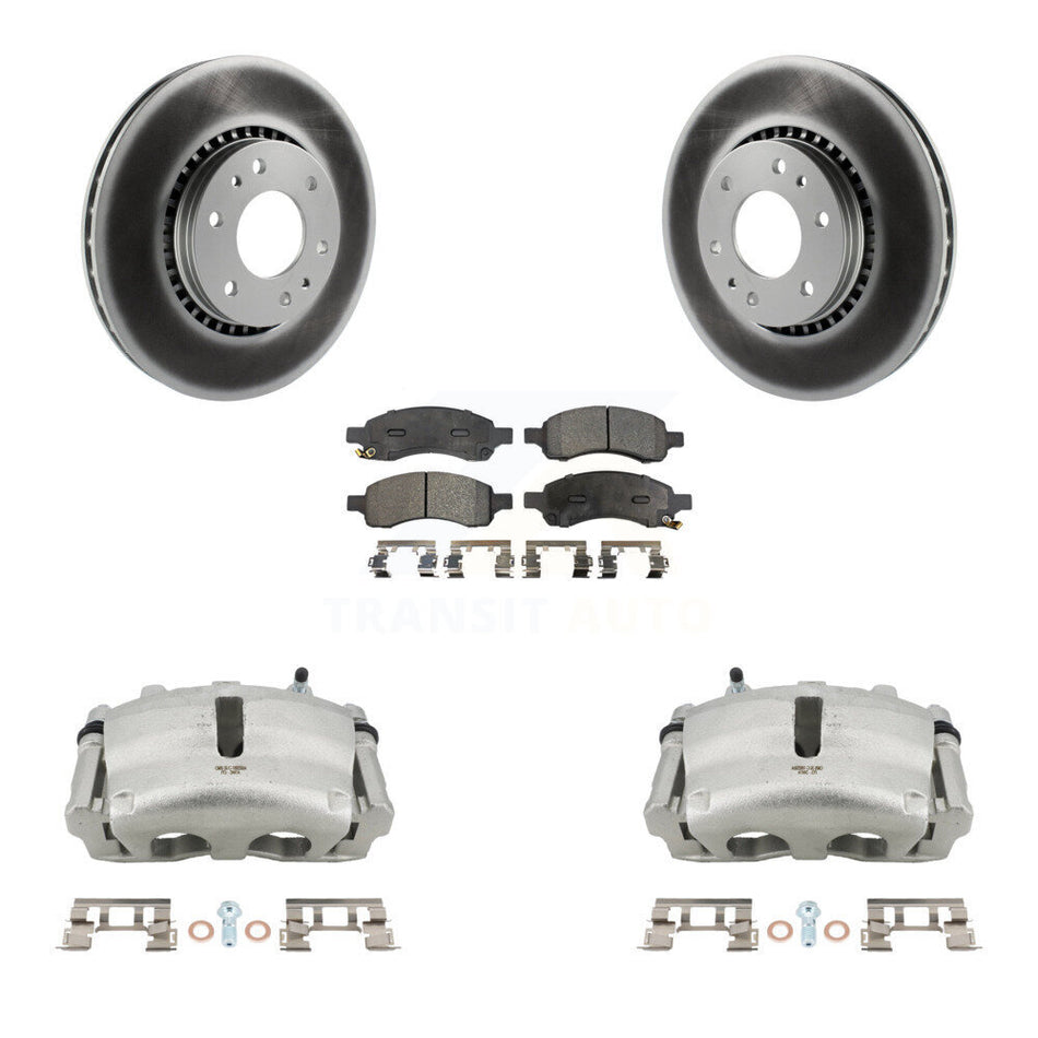 Front Brake Caliper Coat Rotor Semi-Metallic Pad Kit For Chevrolet Trailblazer GMC Envoy KCG-100691P