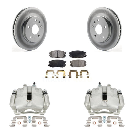 Front Brake Caliper Coat Rotor Ceramic Pad Kit For 11 Buick Regal With Solid Rear Rotors KCG-100695T
