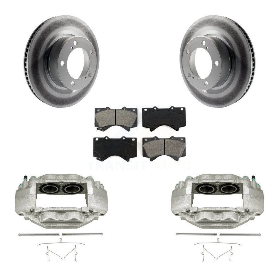 Front Disc Brake Caliper Coat Rotors And Semi-Metallic Pad Kit For Toyota Tundra Sequoia KCG-100697S