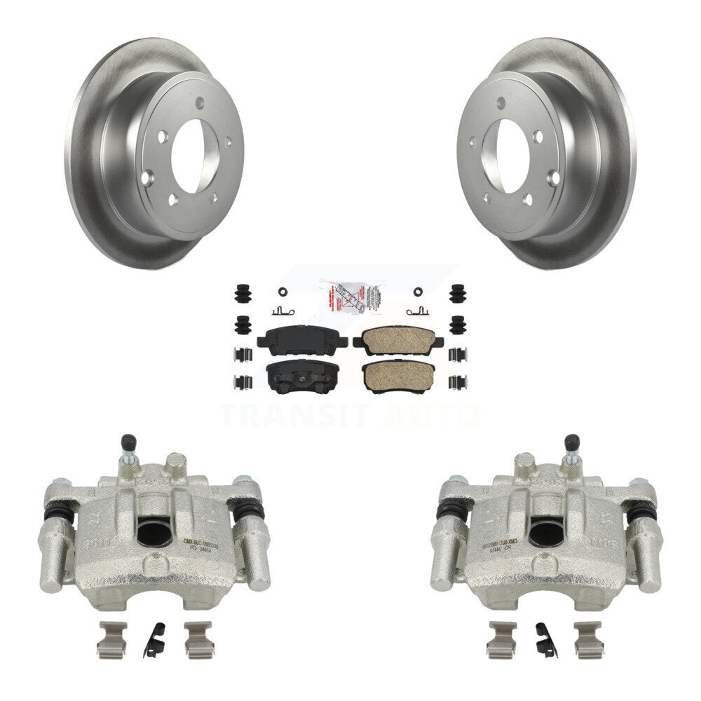 Rear Disc Brake Caliper Coated Rotors And Ceramic Pads Kit For Jeep Dodge Patriot Chrysler Compass Avenger 200 Caliber Sebring Mitsubishi Lancer KCG-100698N by Transit Auto