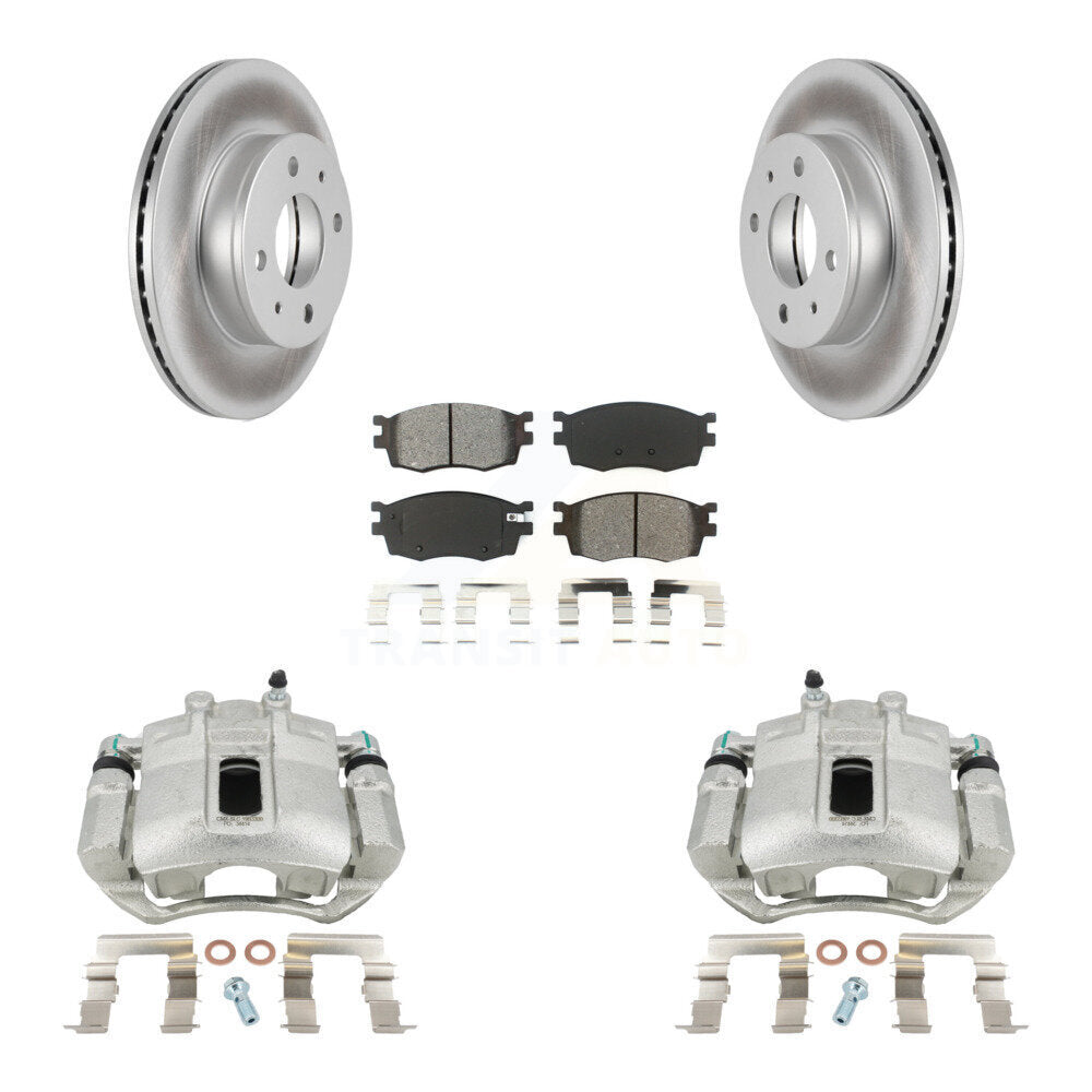 Front Brake Caliper Coat Rotor & Semi-Metallic Pad Kit For 2006 Hyundai Accent Hatchback KCG-100700S