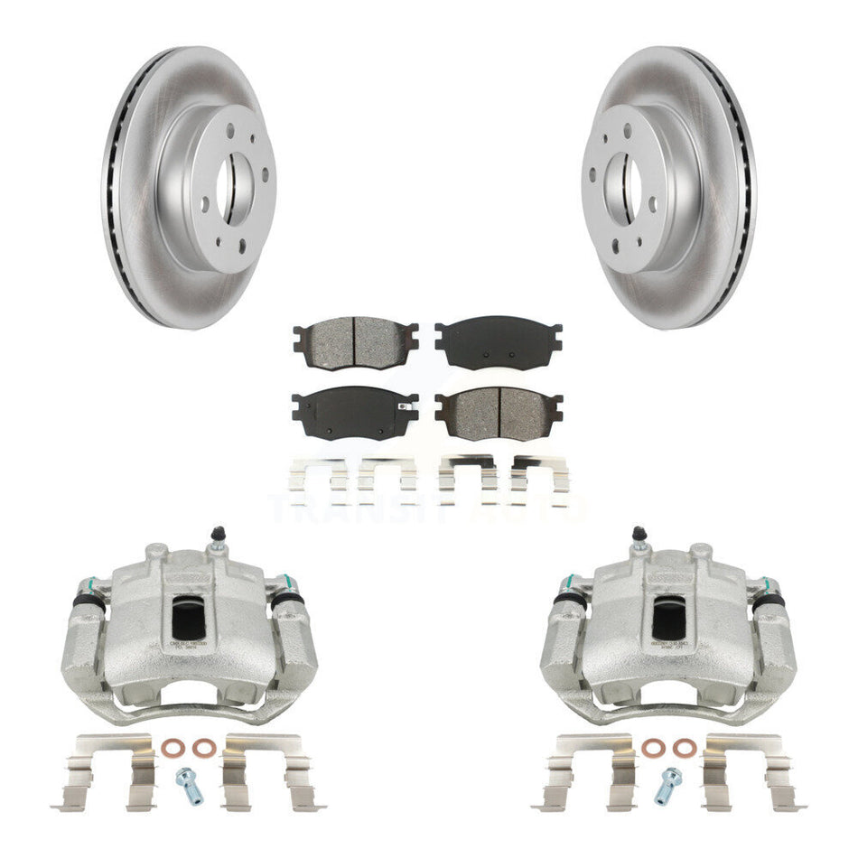 Front Brake Caliper Coat Rotor & Semi-Metallic Pad Kit For 2006 Hyundai Accent Hatchback KCG-100700S