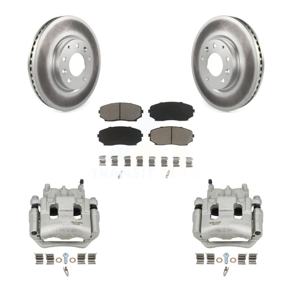 Front Disc Brake Caliper Coated Rotors And Ceramic Pad Kit For 2007-2009 Lincoln MKX FWD KCG-100701C