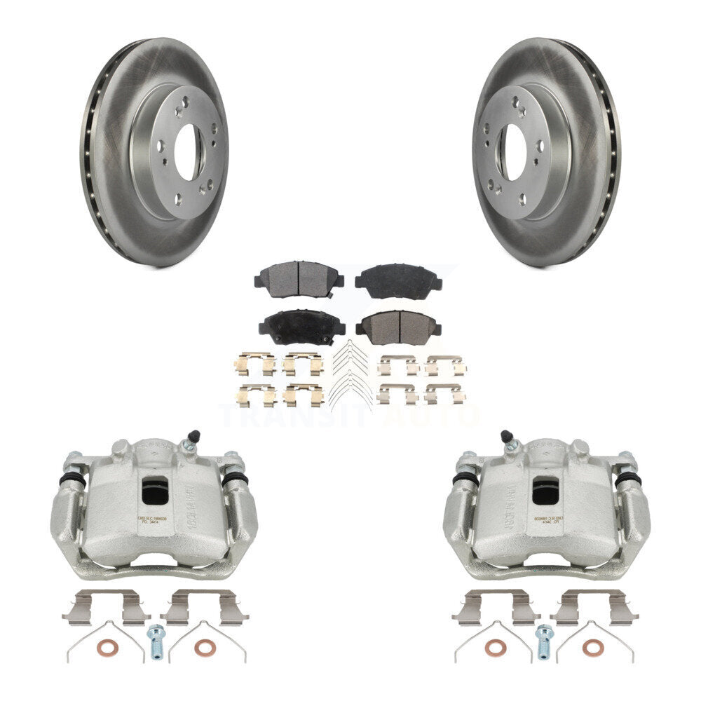 Front Disc Brake Caliper Coated Rotors And Ceramic Pads Kit For 2011-2015 Honda CR-Z KCG-100703T