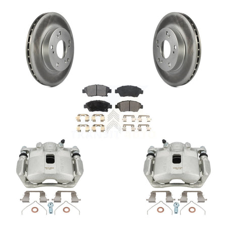 Front Disc Brake Caliper Coated Rotors And Ceramic Pads Kit For 2011-2015 Honda CR-Z KCG-100703T