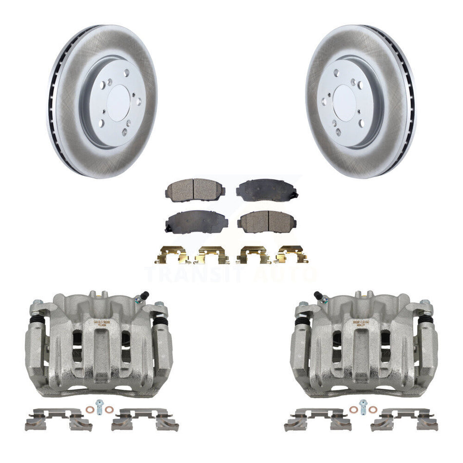Front Disc Brake Caliper Coat Rotors & Semi-Metallic Pad Kit For 2005-2010 Honda Odyssey KCG-100705P
