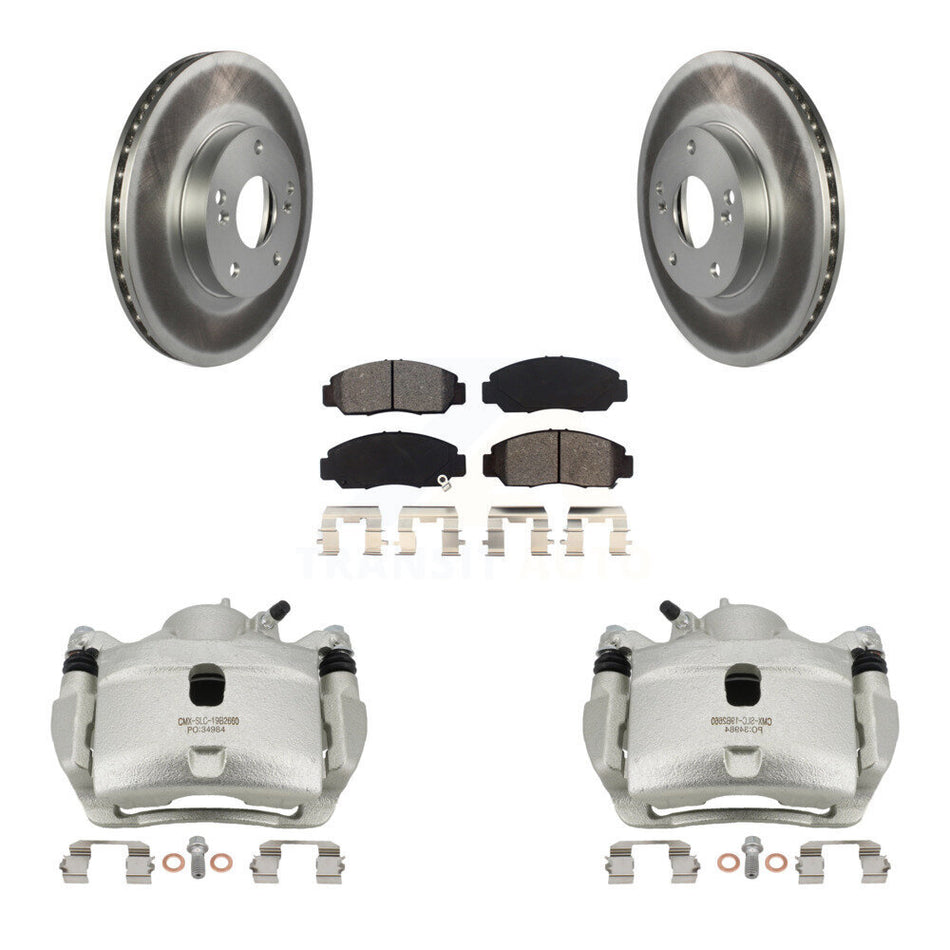 Front Disc Brake Caliper Coat Rotor And Semi-Metallic Pad Kit For 2007 Honda Accord 2.4L KCG-100708S