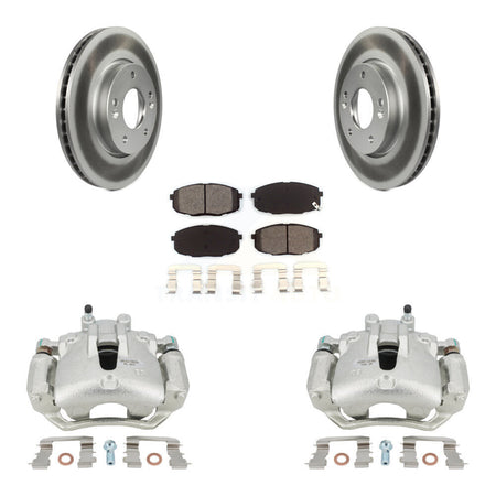 Front Disc Brake Caliper Coat Rotor Semi-Metallic Pad Kit For Kia Forte Koup Forte5 2.0L KCG-100709S