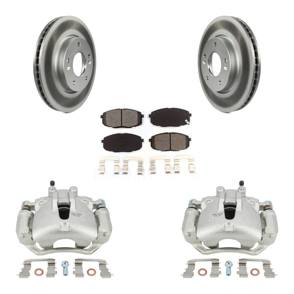 Front Disc Brake Caliper Coat Rotor Semi-Metallic Pad Kit For Kia Forte Koup Forte5 2.0L KCG-100709S