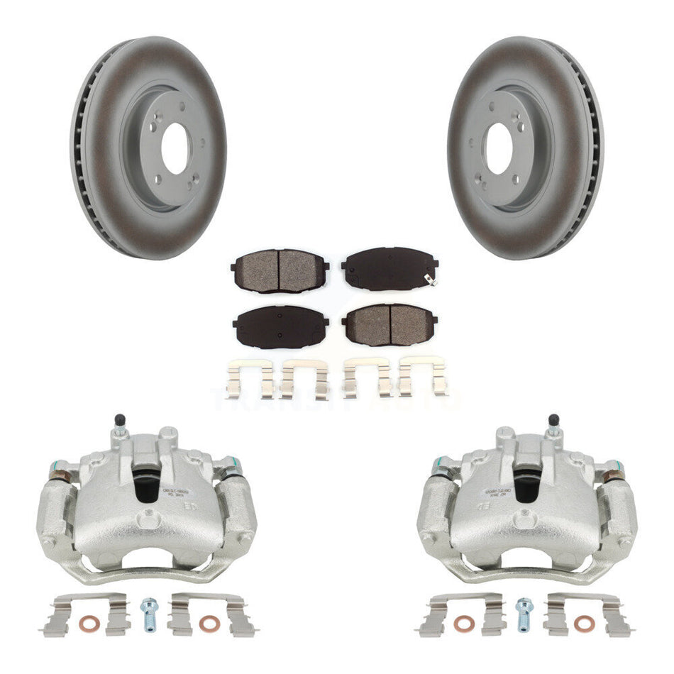 Front Disc Brake Caliper Coated Rotors And Semi-Metallic Pads Kit For Kia Forte5 2.0L KCG-100710S