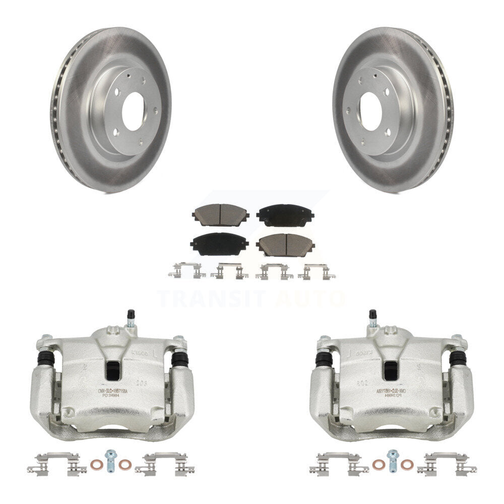 Front Disc Brake Caliper Coated Rotors And Ceramic Pads Kit For Mazda 3 CX-3 Sport KCG-100711C