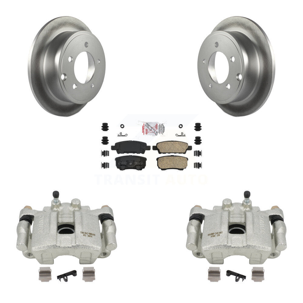 Rear Disc Brake Caliper Coated Rotors And Ceramic Pads Kit For 2008-2009 Dodge Caliber R T SXT With Casting # 3503 KCG-100711N by Transit Auto