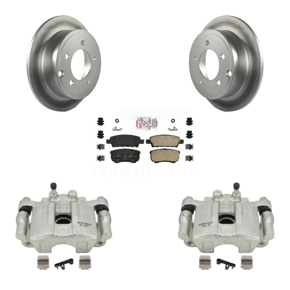 Rear Disc Brake Caliper Coated Rotors And Ceramic Pads Kit For 2008-2009 Dodge Caliber R T SXT With Casting # 3503 KCG-100711N