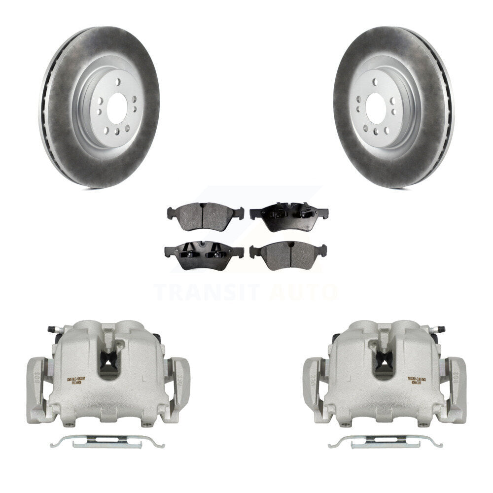 Front Disc Brake Caliper Coat Rotor & Semi-Metallic Pad Kit For Mercedes-Benz ML350 R350 KCG-100711P