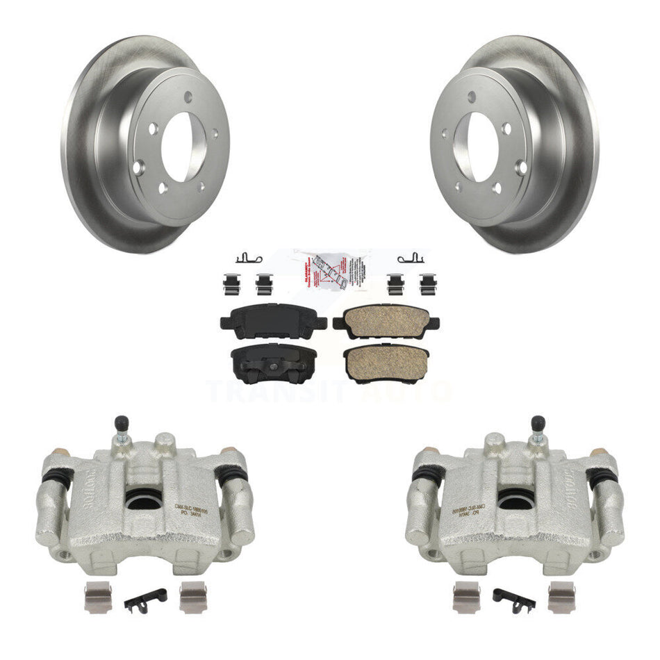 Rear Disc Brake Caliper Coated Rotors And Ceramic Pads Kit For 2008-2009 Dodge Caliber R T SXT With Casting # 3503 KCG-100712N
