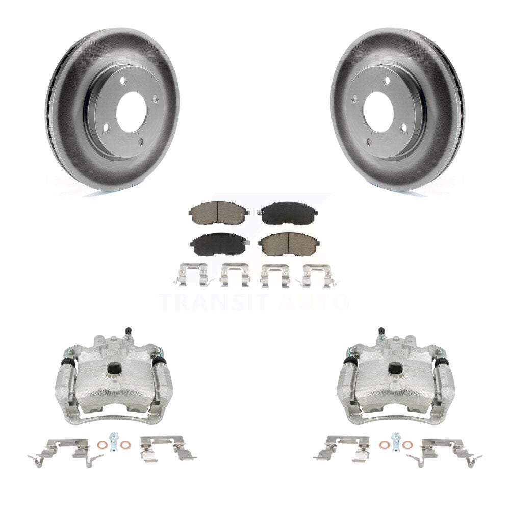 Front Disc Brake Caliper Coated Rotors And Ceramic Pads Kit For Nissan Sentra KCG-100714C
