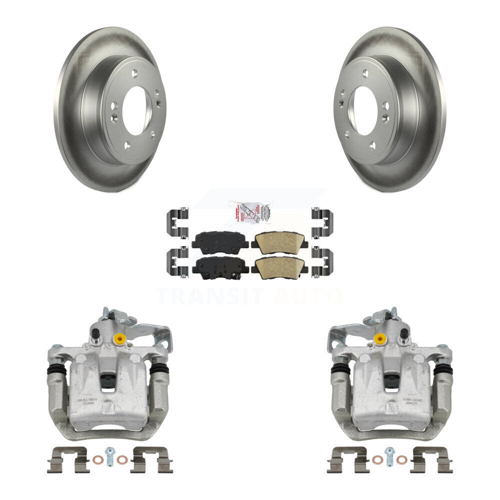 Rear Brake Caliper Coat Rotor & Ceramic Pad Kit For Kia Forte Hyundai Forte5 Veloster GT KCG-100714N