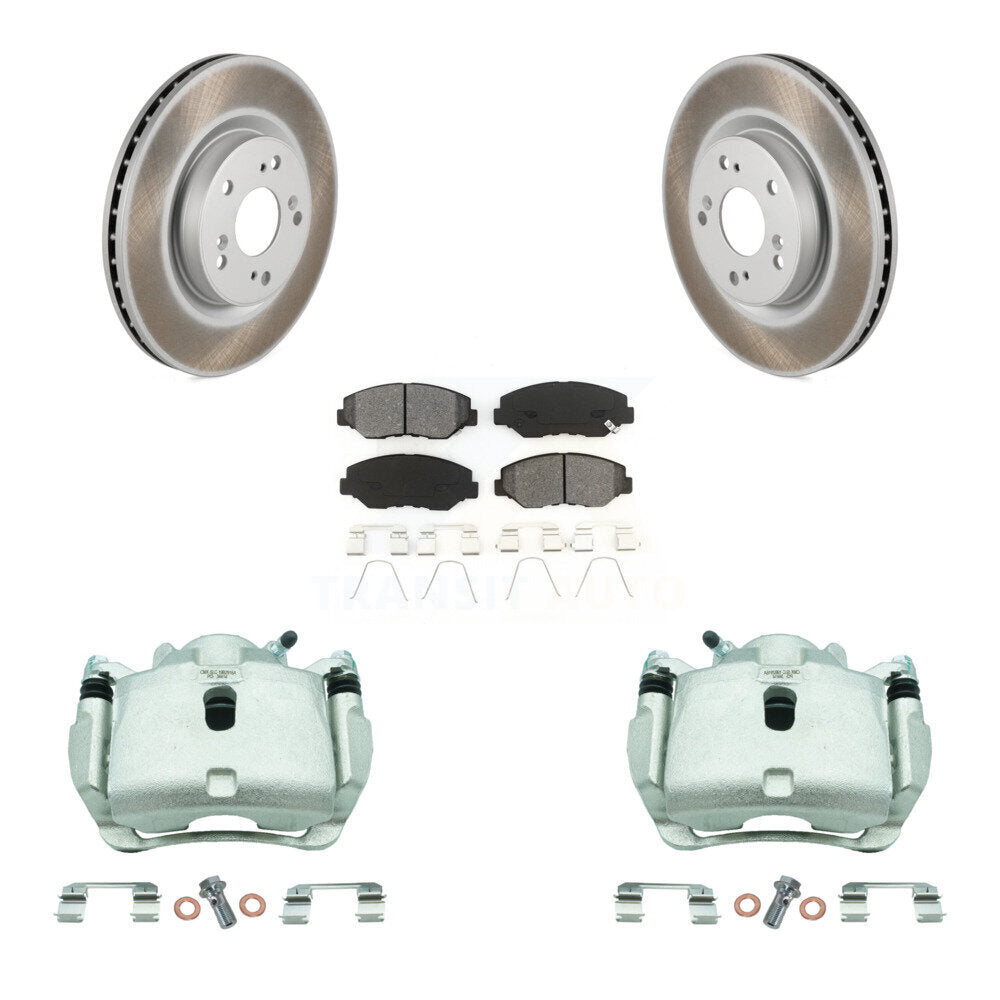 Front Disc Brake Caliper Coat Rotor & Semi-Metallic Pad Kit For 2012-2016 Honda CR-V FWD KCG-100715S