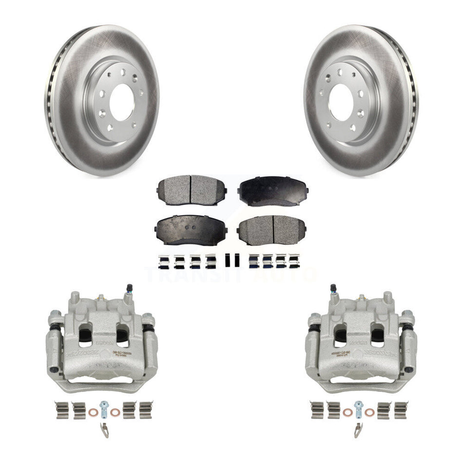 Front Disc Brake Caliper Coated Rotors And Ceramic Pad Kit For 2007-2009 Lincoln MKX FWD KCG-100715T