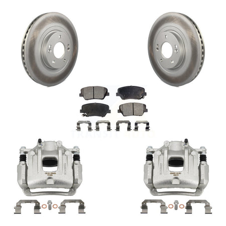 Front Disc Brake Caliper Coat Rotor Semi-Metallic Pad Kit For Hyundai Santa Fe Sport Kia KCG-100717P