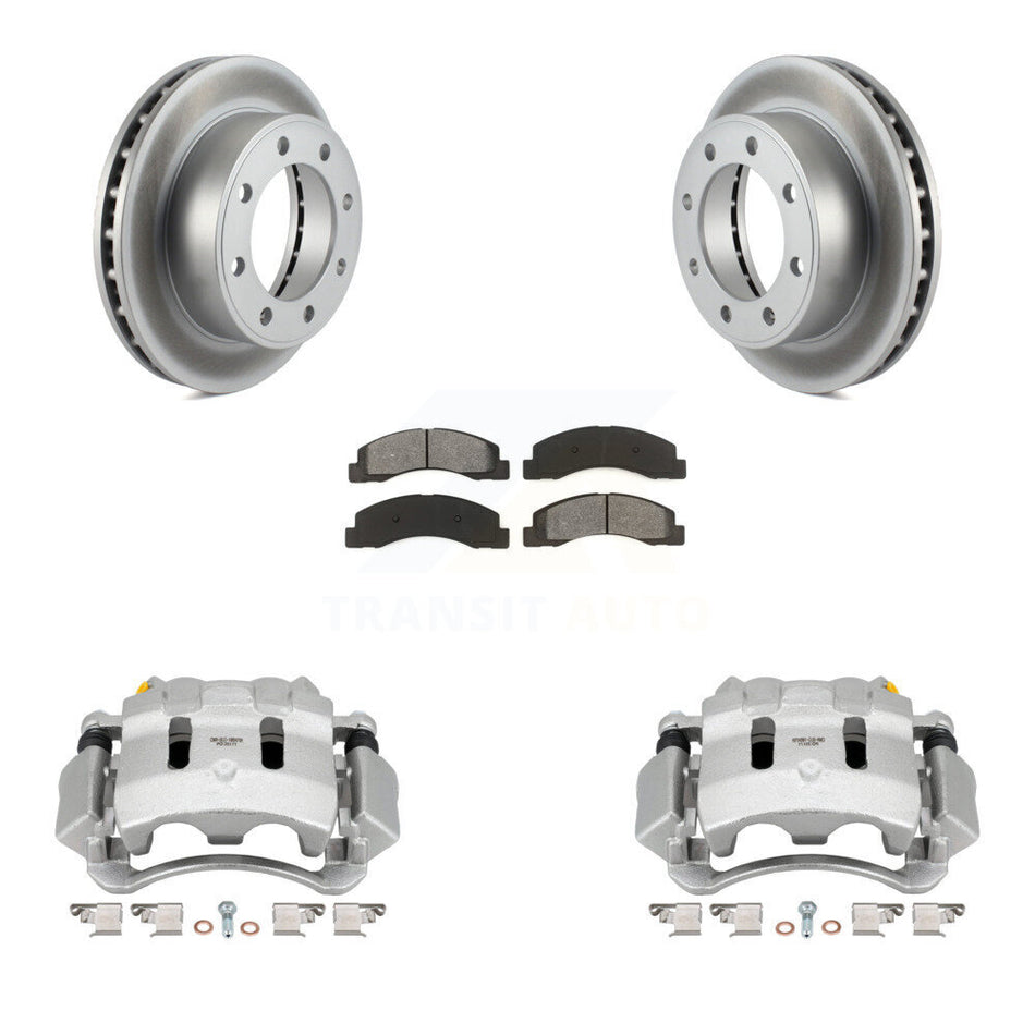 Front Brake Caliper Coat Rotor And Semi-Metallic Pad Kit For Ford F-350 Super Duty F-250 KCG-100717S