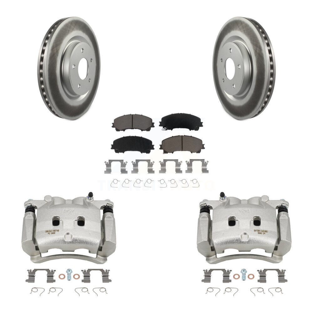 Front Disc Brake Caliper Coated Rotors And Ceramic Pads Kit For Nissan Rogue KCG-100718C