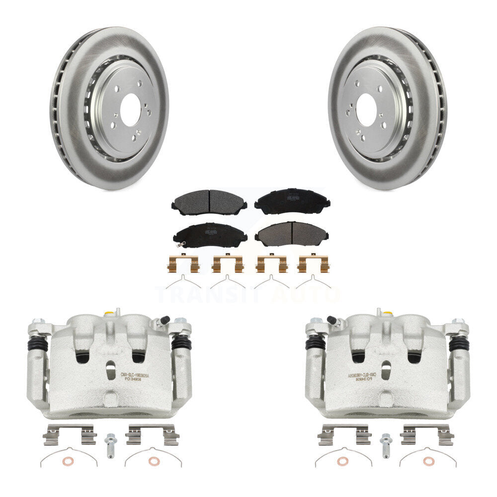 Front Disc Brake Caliper Coated Rotors And Semi-Metallic Pad Kit For 2014-2016 Acura MDX KCG-100718P