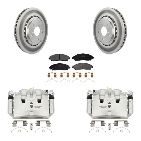 Front Disc Brake Caliper Coated Rotors And Semi-Metallic Pad Kit For 2014-2016 Acura MDX KCG-100718P