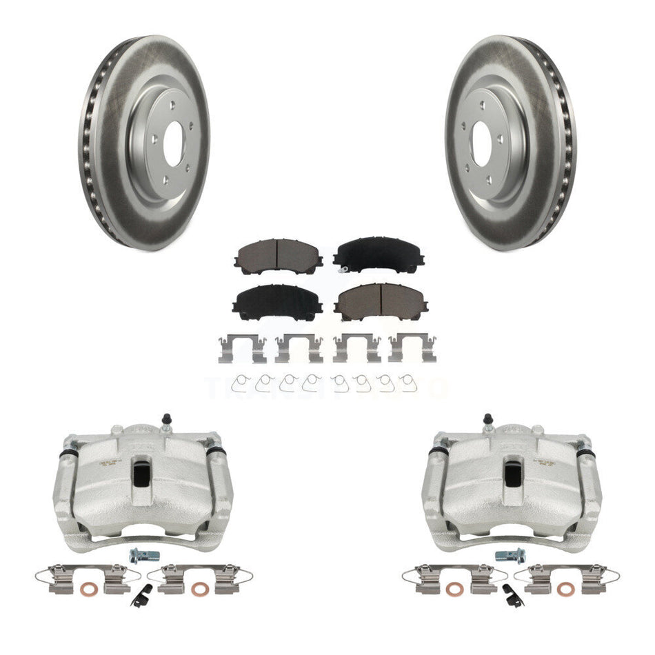 Front Brake Caliper Coat Rotor And Ceramic Pad Kit For Nissan Rogue With 3rd Row Seating KCG-100719C