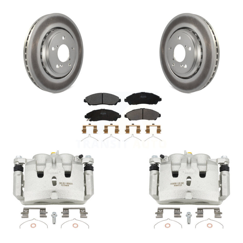 Front Brake Caliper Coat Rotor Semi-Metallic Pad Kit For Honda Pilot Ridgeline Acura MDX KCG-100719P