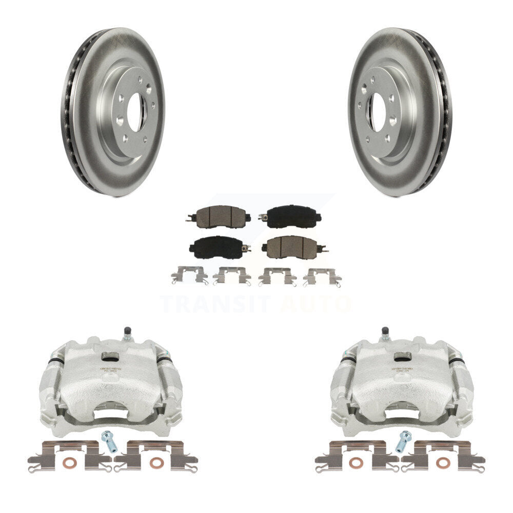 Front Disc Brake Caliper Coated Rotors And Ceramic Pads Kit For Nissan LEAF KCG-100720C
