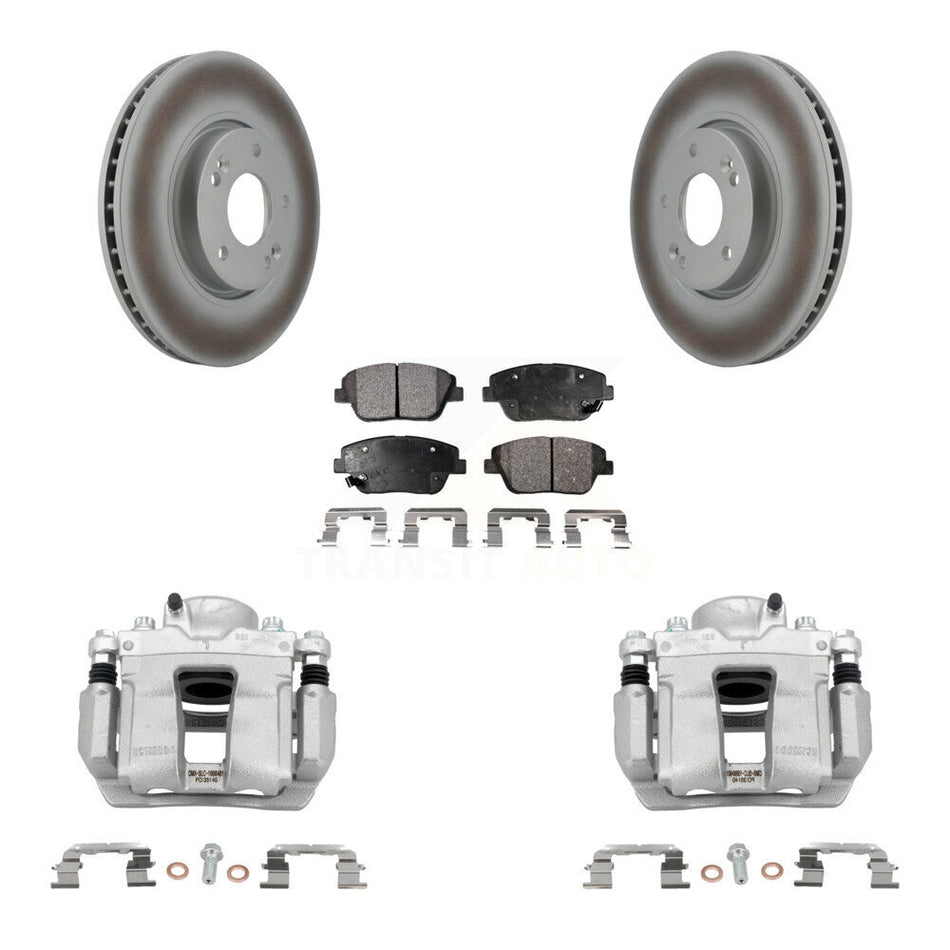 Front Disc Brake Caliper Coat Rotors Semi-Metallic Pad Kit For Hyundai Sonata Kia Optima KCG-100720P