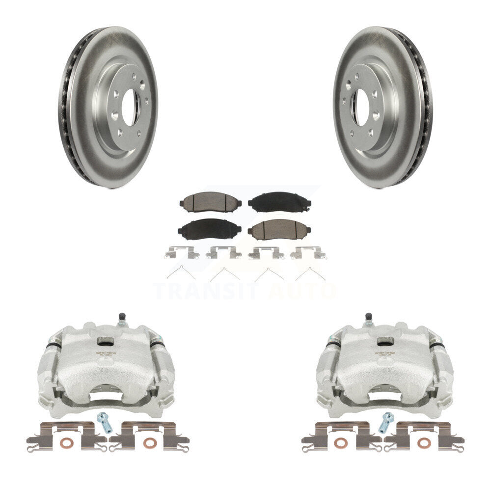 Front Disc Brake Caliper Coated Rotors And Ceramic Pads Kit For Nissan LEAF KCG-100721C