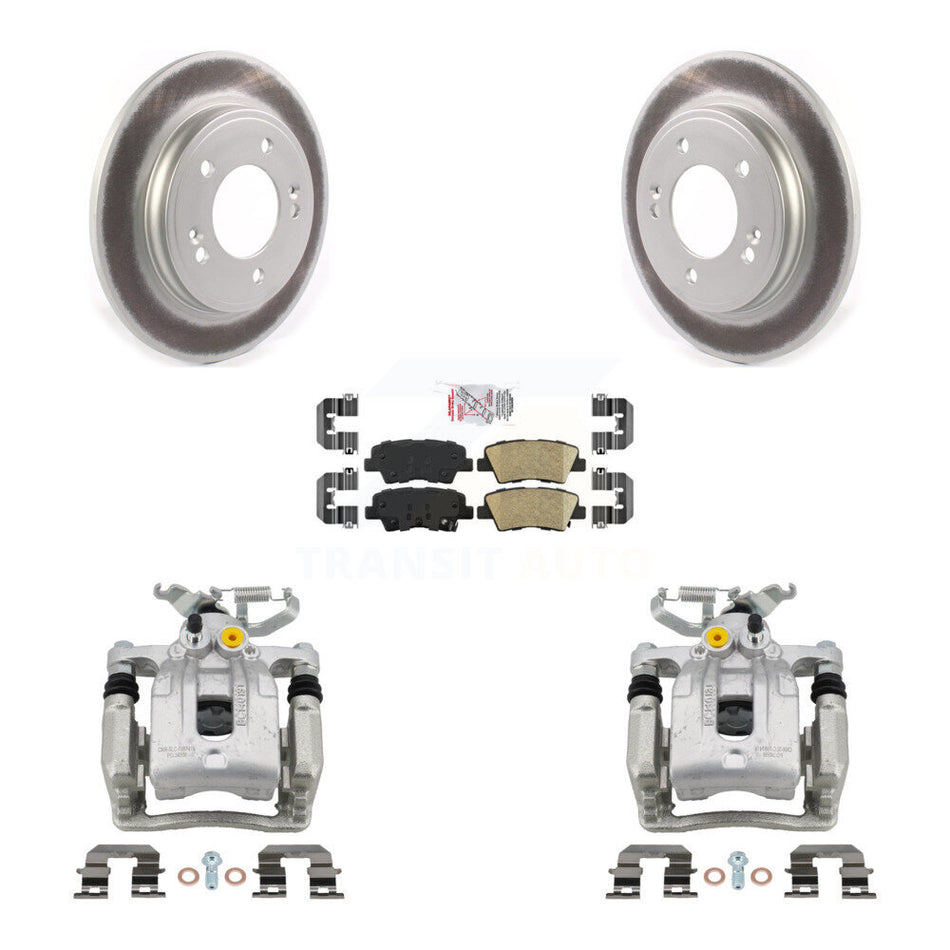 Rear Disc Brake Caliper Coat Rotors & Ceramic Pad Kit For Hyundai Elantra Kia Niro Ioniq KCG-100721N